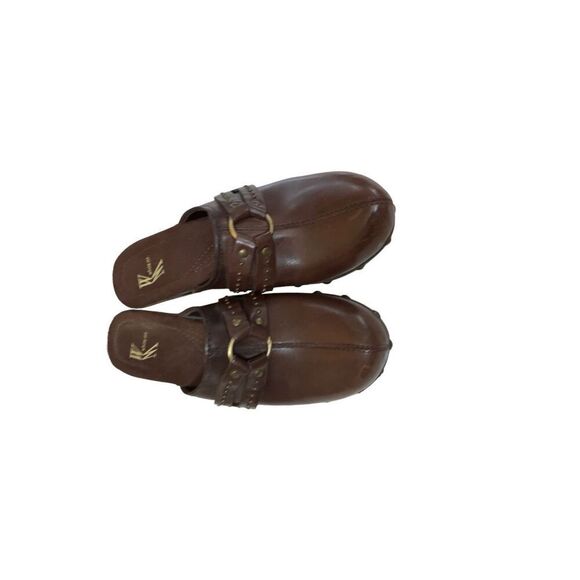 White Mountain Brown Leather Studded Clog Heels size 7 - Picture 9 of 14